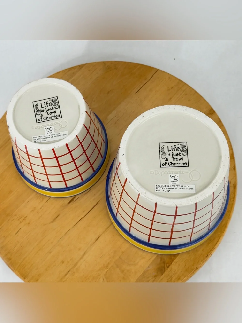 Set of 2 Vintage Dept 56 Life is Just a Bowl of Cherries Flower Pot Plant Holder